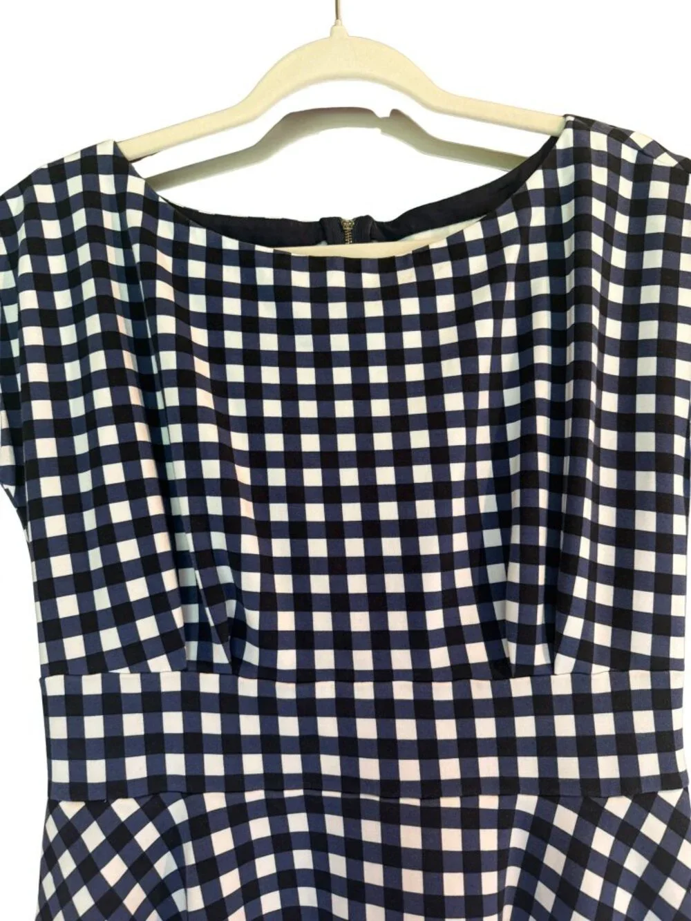 Kate Spade Size 6 Navy Gingham Fit & Flare Skater Mini Dress